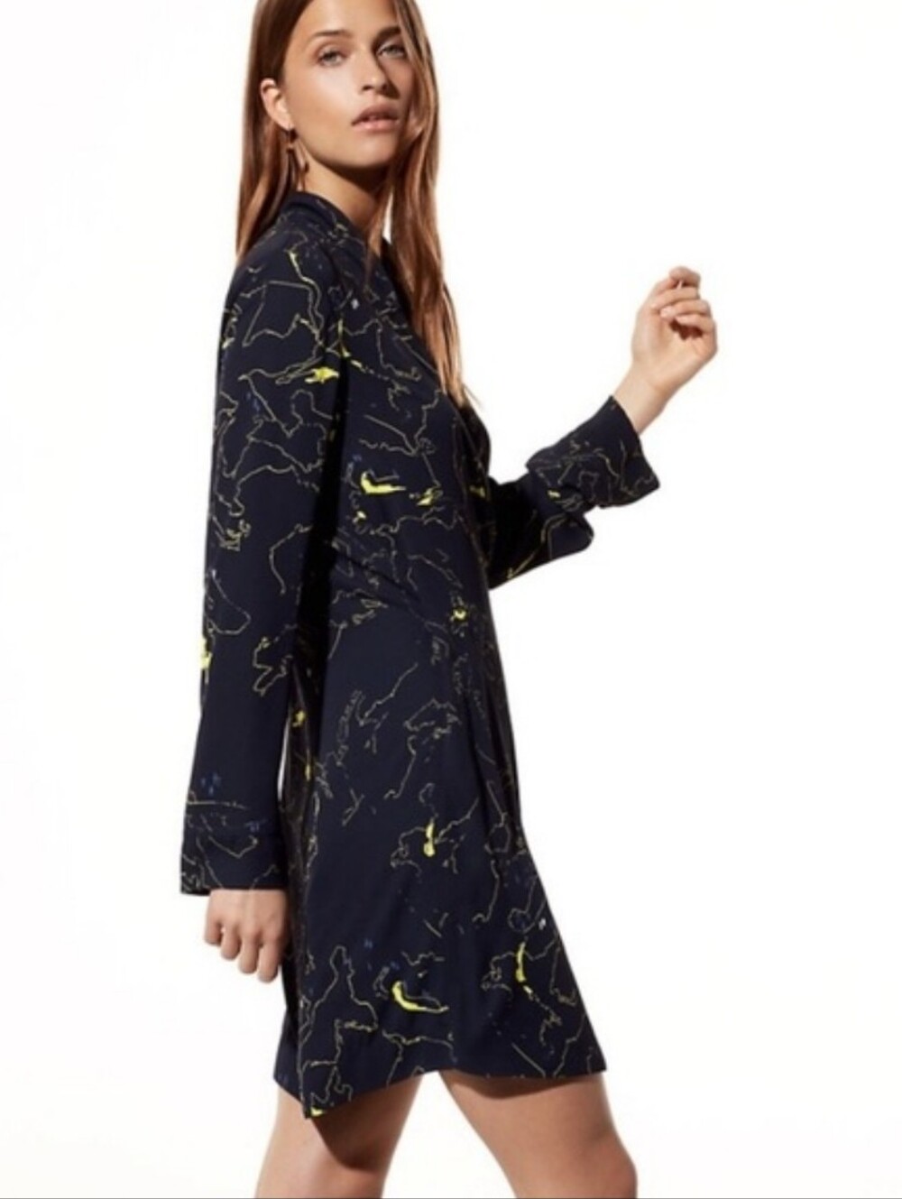 Aritzia Babaton Macon Jacket Dress | Navy/Lime XS